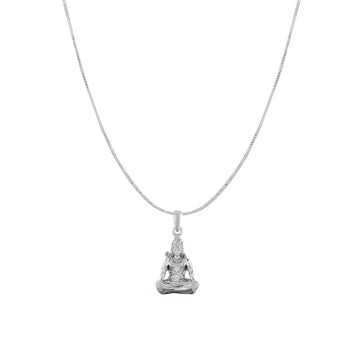 Akshat Sapphire Sterling Silver (92.5% purity) God Shiva Chain Pendant (Pendant with Box Chain) for Men & Women Pure Silver Lord Shiv Chain Locket for Good Health & Wealth
