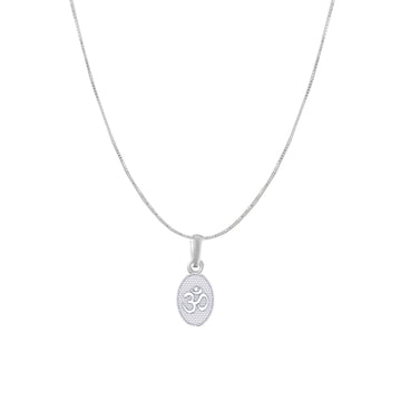 Akshat Sapphire Sterling Silver (92.5% purity) Spiritual OM Chain Pendant (Pendant with Box Chain) for Men & Women Pure Silver Divine OM Chain Locket for Health & Wealth
