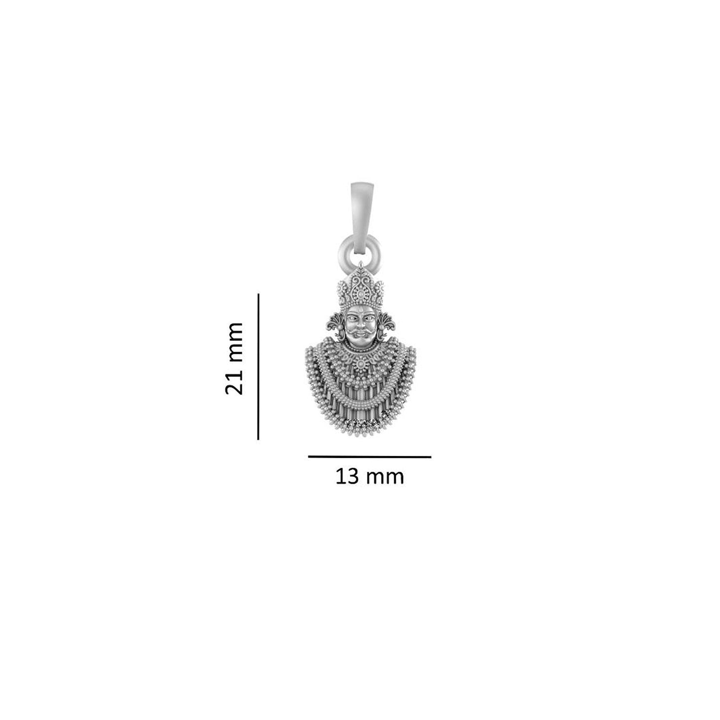 Akshat Sapphire Sterling Silver (92.5% purity) God Baba Khatu Shyam Chain Pendant (Pendant with Box Chain) for Men & Women Pure Silver Lord Baba Khatu Shyam Chain Locket for Good Health & Wealth
