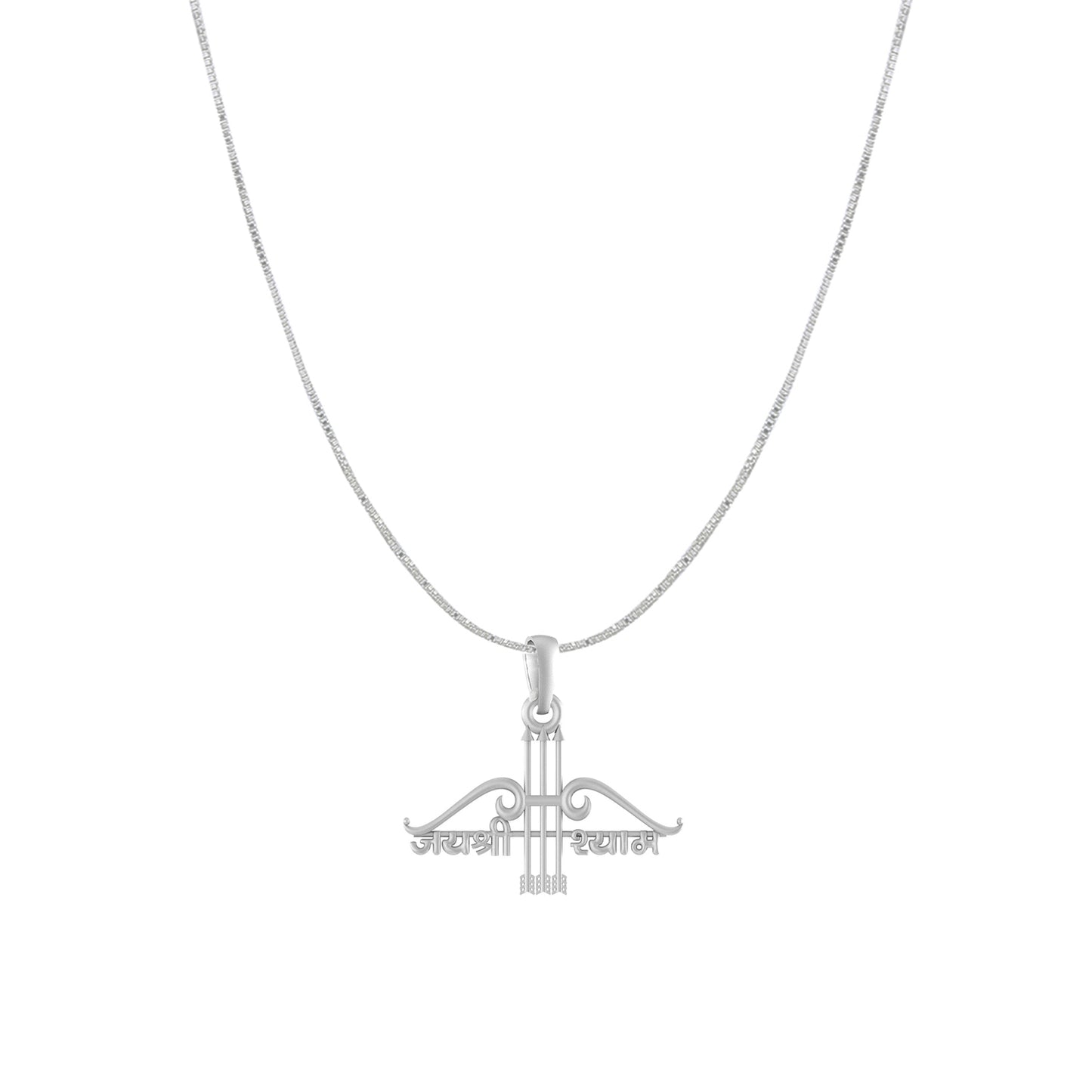 Akshat Sapphire Sterling Silver (92.5% purity) God Baba Khatu Shyam Chain Pendant (Pendant with Box Chain) for Men & Women Pure Silver Lord Baba Khatu Shyam Chain Locket for Good Health & Wealth