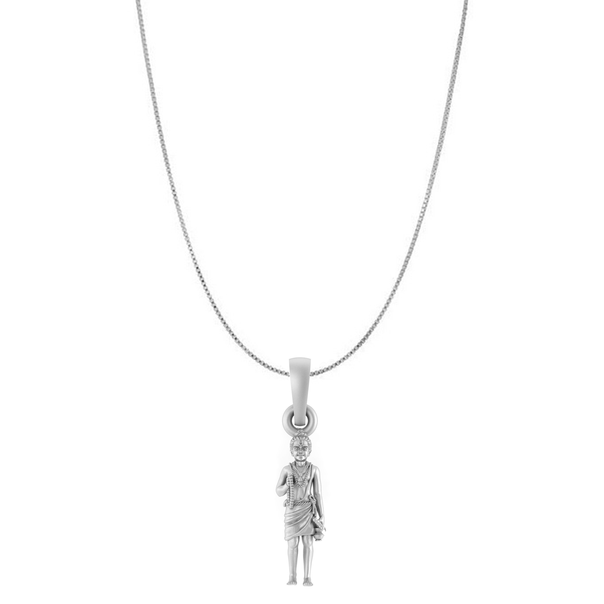 Akshat Sapphire Sterling Silver (92.5% purity) God Swaminarayan Chain Pendant (Pendant with Box Chain) for Men & Women Pure Silver Swaminarayan Chain Locket for Good Health & Wealth