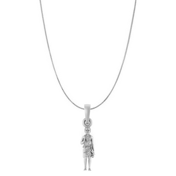 Akshat Sapphire Sterling Silver (92.5% purity) God Swaminarayan Chain Pendant (Pendant with Box Chain) for Men & Women Pure Silver Swaminarayan Chain Locket for Good Health & Wealth