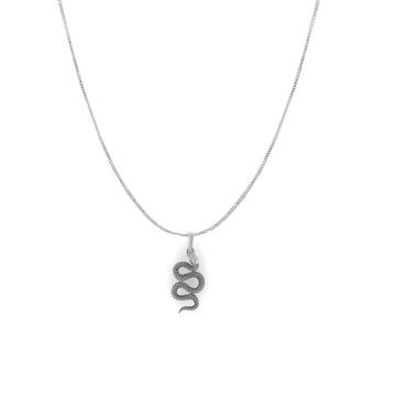 Stylish snake Pure Silver 92.5% purity Chain pendant by Akshat Sapphire snake Pendant (Pendant with Box Chain-18 inches)