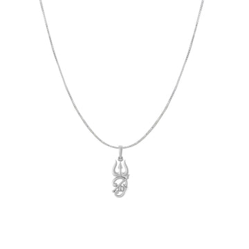 Spiritual Tamil OM Pure Silver 92.5% purity Chain pendant by Akshat Sapphire for Men & Women (Pendant with Box Chain-18 inches)