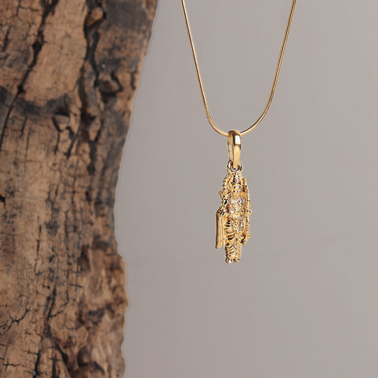 22KT Gold Plated Sterling Silver (92.5% Purity) Pure Silver God Ram Ji chain Pendant (Locket with Box Chain) for Women
