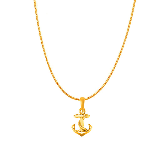 22KT Gold Plated Sterling Silver (92.5% Purity) Pure Silver Ship Box Chain Pendant (Locket with Box Chain) for Women