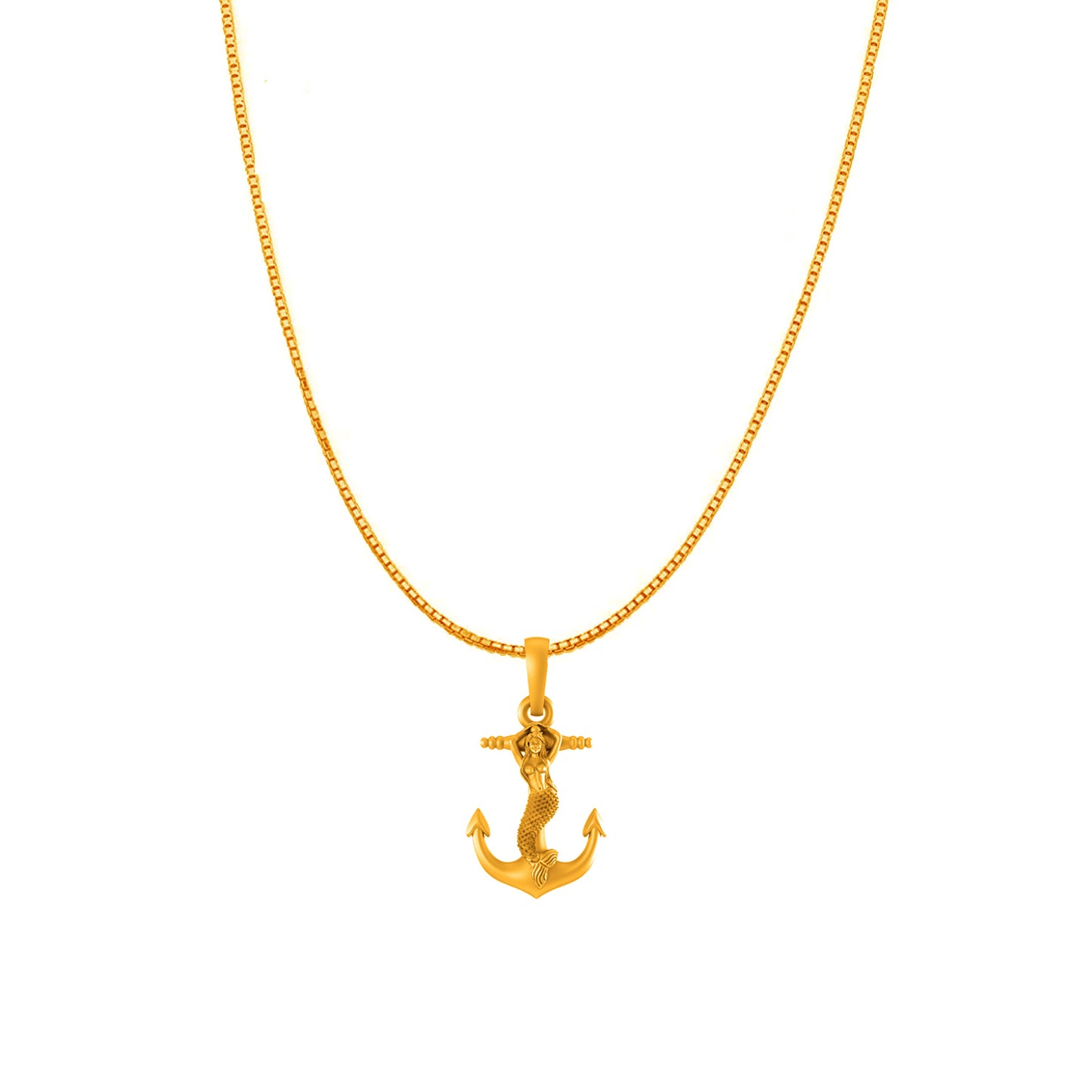 22KT Gold Plated Sterling Silver (92.5% Purity) Pure Silver Ship Box Chain Pendant (Locket with Box Chain) for Women