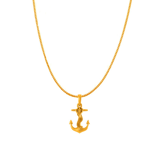 22KT Gold Plated Sterling Silver (92.5% Purity) Pure Silver Ship Box Chain Pendant (Locket with Box Chain) for Women