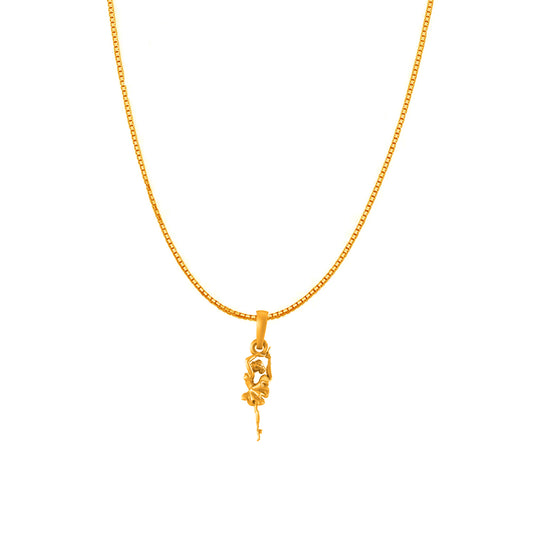 22KT Gold Plated Sterling Silver (92.5% Purity) Pure Silver Stylish and Fashionable Happy Dancing girl Chain Pendant (Locket with Box Chain) for Women