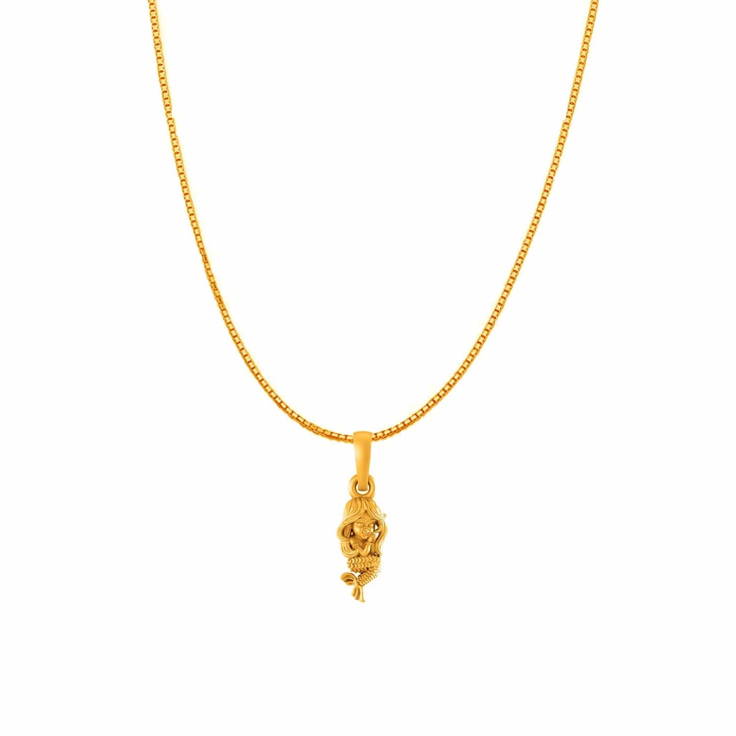 22KT Gold Plated Sterling Silver (92.5% Purity) Pure Silver ambitious and Stylish divine Mermaid Chain Pendant (Locket with Box Chain) for Women