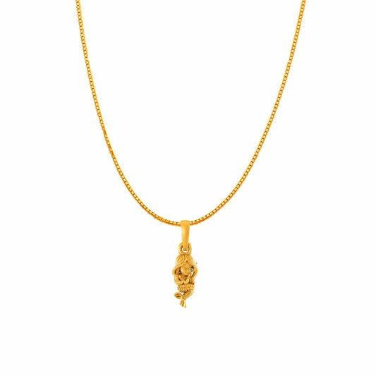 22KT Gold Plated Sterling Silver (92.5% Purity) Pure Silver ambitious and Stylish divine Mermaid Chain Pendant (Locket with Box Chain) for Women