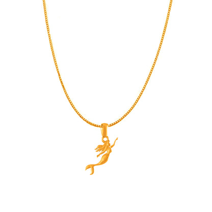 22KT Gold Plated Sterling Silver (92.5% Purity) Pure Silver ambitious and Stylish divine Mermaid Chain Pendant (Locket with Box Chain) for Women