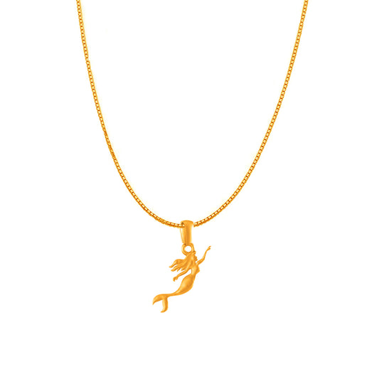 22KT Gold Plated Sterling Silver (92.5% Purity) Pure Silver ambitious and Stylish divine Mermaid Chain Pendant (Locket with Box Chain) for Women