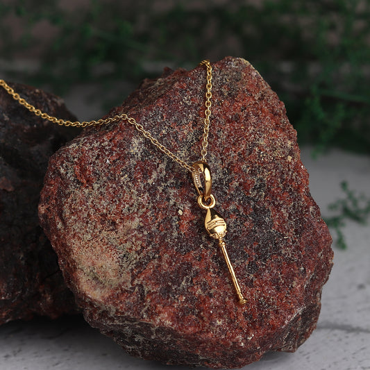 22KT Gold Plated Sterling Silver Spiritual Vel Pandel 92.5% purity Chain with Vel Pandel Pendant (Pendant with Box Chain-18 inches)