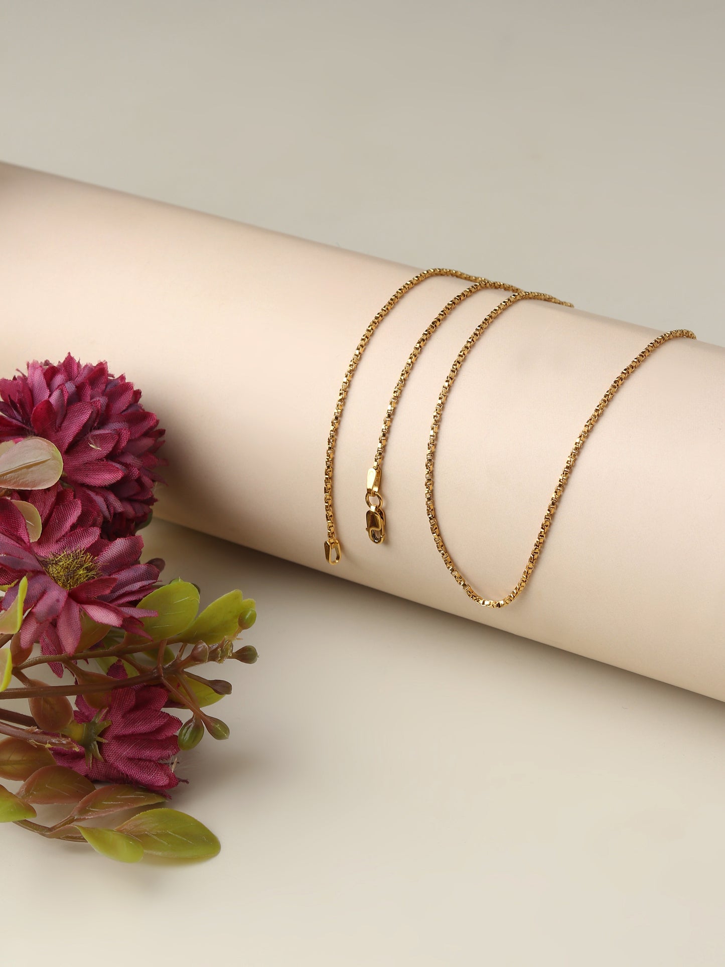 22KT Gold Plated Sterling Silver Spiritual Tamil OM 92.5% purity Chain Women (Pendant with Box Chain-18 inches)