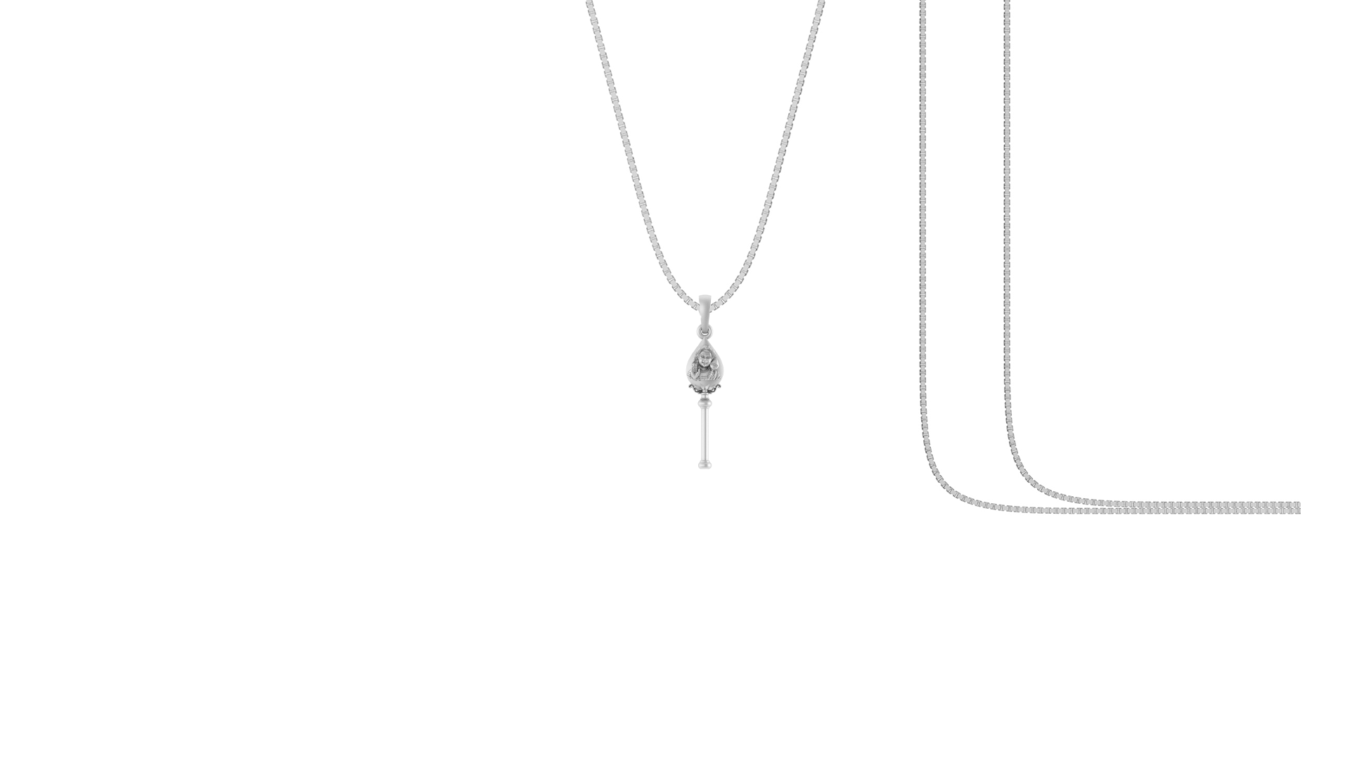 God Kartikeya Pure Silver 92.5% purity Chain pendant by Akshat Sapphire Murugan Pendant (Pendant with Box Chain-18 inches)