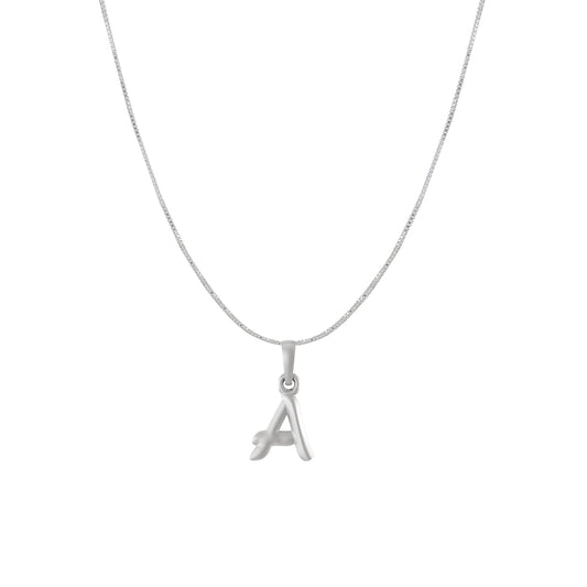 Akshat Sapphire Sterling Silver (92.5% purity) precious Name alphabet chain pendant (Pendnat with Box chain) pure silver designer alphabet chain locket