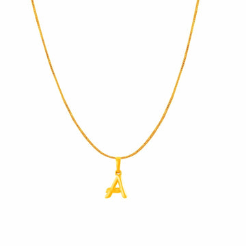 22KT Gold Plated Silver (92.5% purity) precious Name alphabet chain pendant (Pendnat with Box chain- 18 Inches) pure silver designer alphabet chain locket