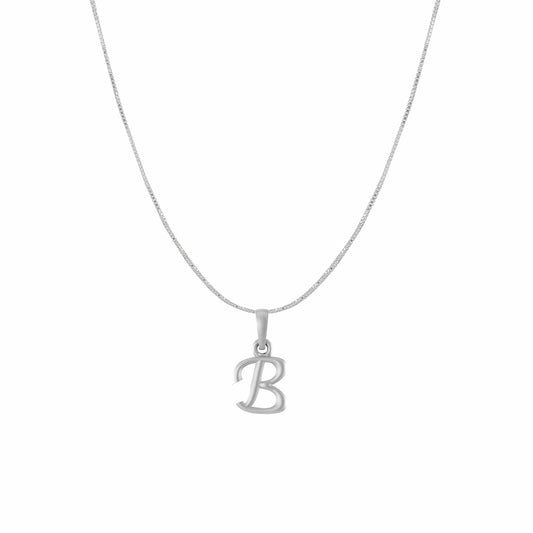 Akshat Sapphire Sterling Silver (92.5% purity) precious Name alphabet chain pendant (Pendnat with Box chain) pure silver designer alphabet chain locket
