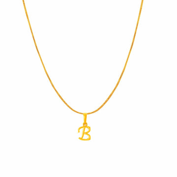 22KT Gold Plated Silver (92.5% purity) precious Name alphabet chain pendant (Pendnat with Box chain- 18 Inches) pure silver designer alphabet chain locket