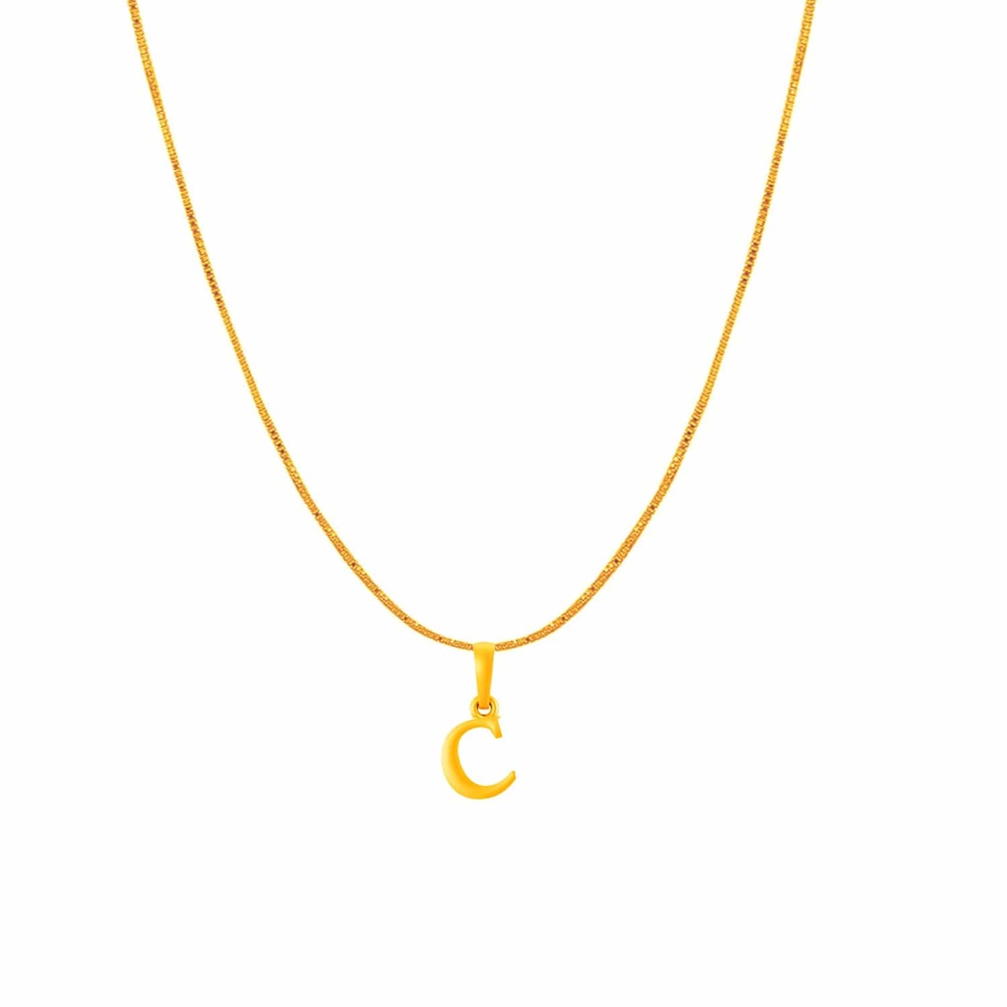 22KT Gold Plated Pure Silver (92.5% purity) precious Name alphabet chain pendant (Pendnat with Box chain- 18 Inches) designer alphabet chain locket