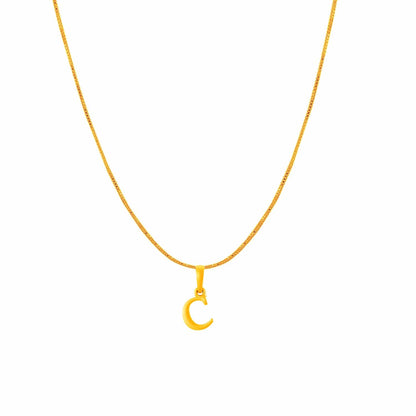 22KT Gold Plated Pure Silver (92.5% purity) precious Name alphabet chain pendant (Pendnat with Box chain- 18 Inches) designer alphabet chain locket