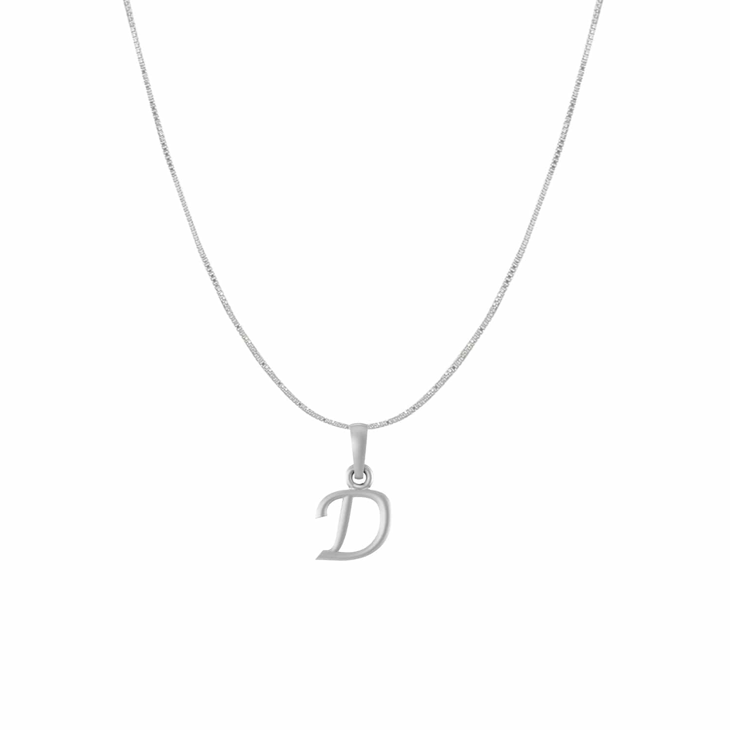 Akshat Sapphire Sterling Silver (92.5% purity) precious Name alphabet chain pendant (Pendnat with Box chain) pure silver designer alphabet chain locket