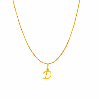 22KT Gold Plated Pure Silver (92.5% purity) precious Name alphabet chain pendant (Pendnat with Box chain- 18 Inches) designer alphabet chain locket