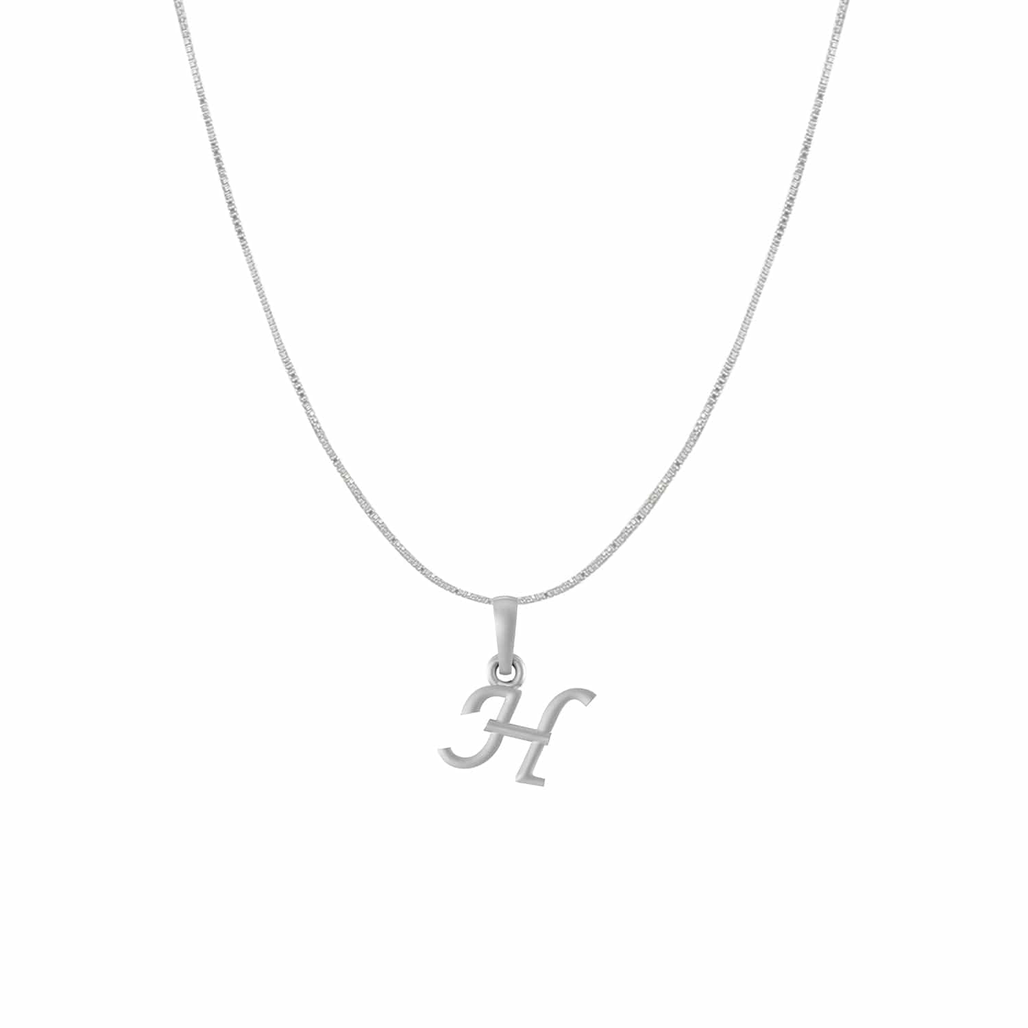 Akshat Sapphire Sterling Silver (92.5% purity) precious Name alphabet chain pendant (Pendnat with Box chain) pure silver designer alphabet chain locket
