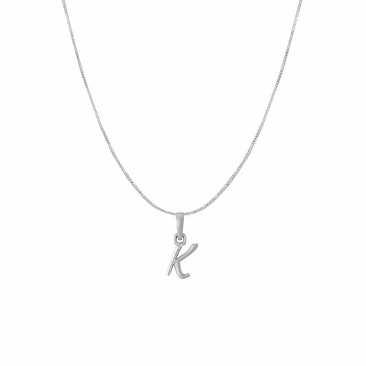 Akshat Sapphire Sterling Silver (92.5% purity) precious Name alphabet chain pendant (Pendnat with Box chain) pure silver designer alphabet chain locket