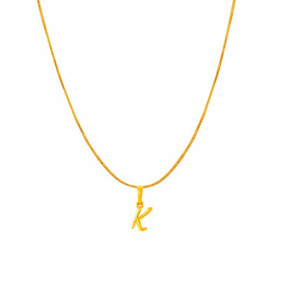 22KT Gold Plated Pure Silver (92.5% purity) precious Name alphabet chain pendant (Pendnat with Box chain- 18 Inches) designer alphabet chain locket