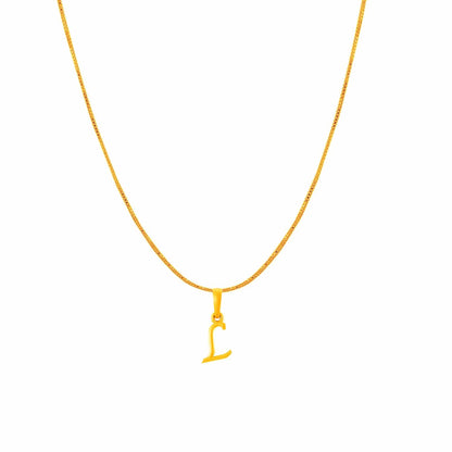 22KT Gold Plated Pure Silver (92.5% purity) precious Name alphabet chain pendant (Pendnat with Box chain- 18 Inches) designer alphabet chain locket