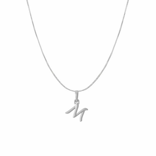 Akshat Sapphire Sterling Silver (92.5% purity) precious Name alphabet chain pendant (Pendnat with Box chain) pure silver designer alphabet chain locket