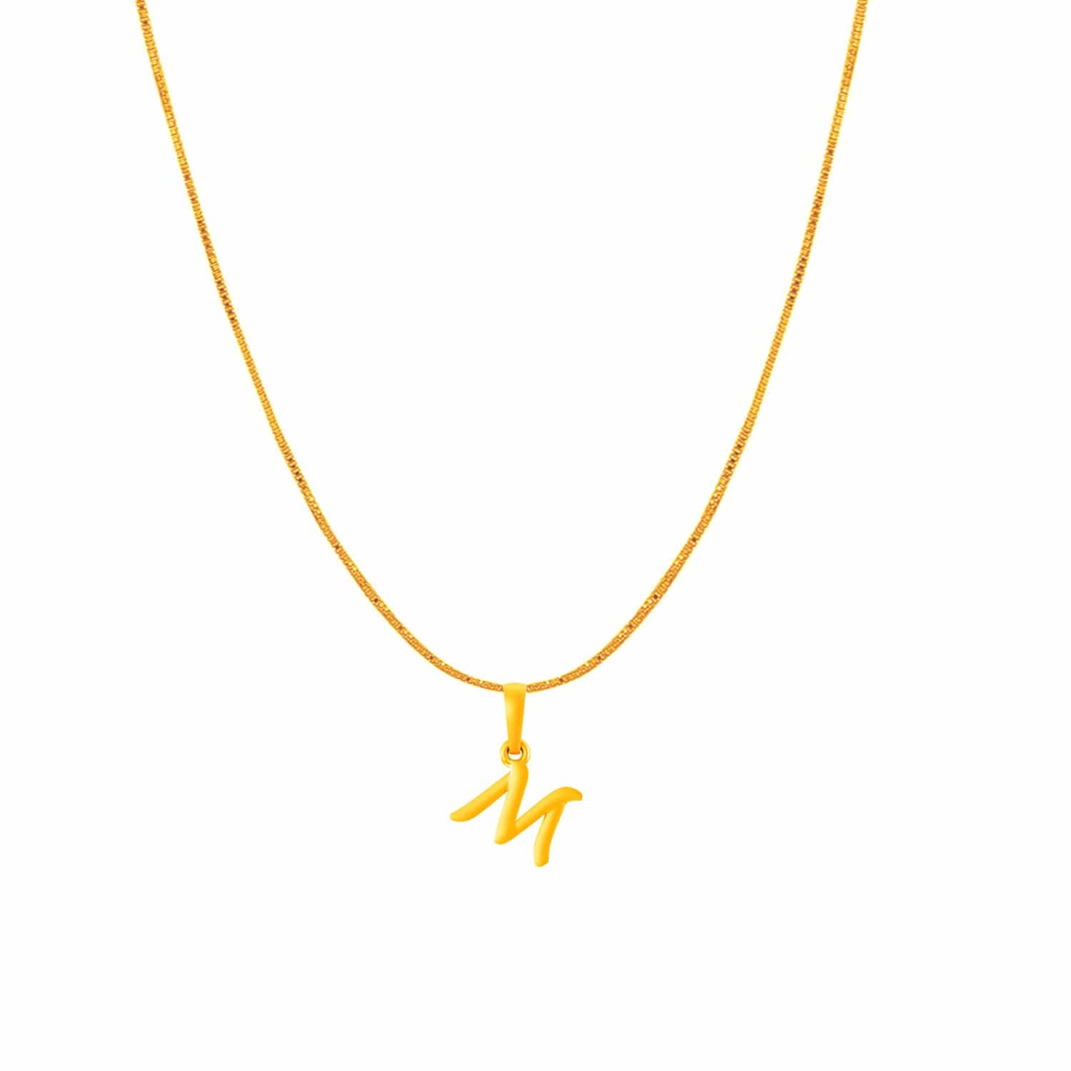 22KT Gold Plated Silver (92.5% purity) precious Name alphabet chain pendant (Pendnat with Box chain- 18 Inches) pure silver designer alphabet chain locket