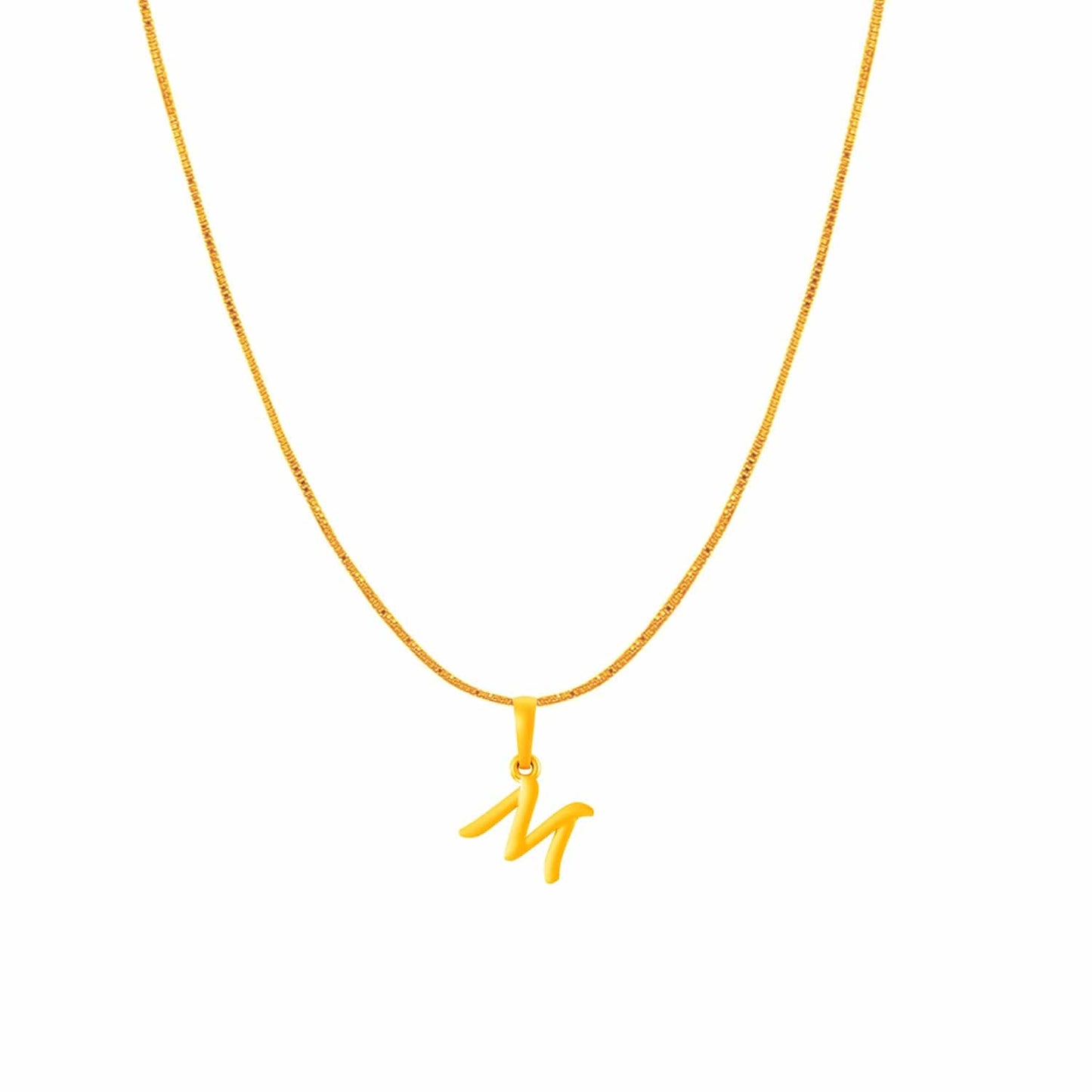 22KT Gold Plated Pure Silver (92.5% purity) precious Name alphabet chain pendant (Pendnat with Box chain- 18 Inches) designer alphabet chain locket