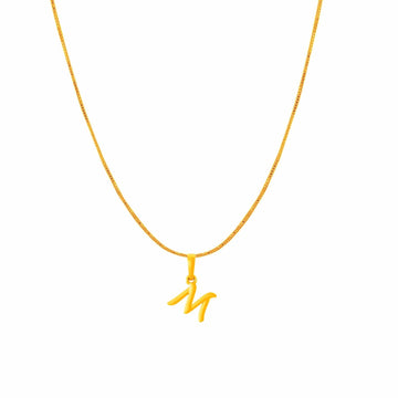 22KT Gold Plated Silver (92.5% purity) precious Name alphabet chain pendant (Pendnat with Box chain- 18 Inches) pure silver designer alphabet chain locket