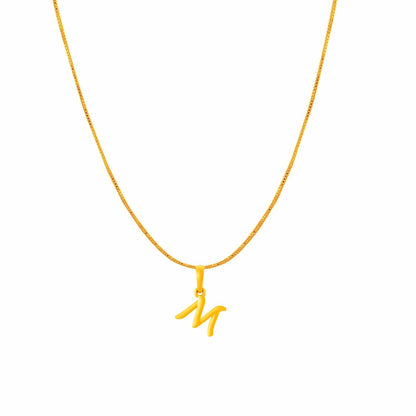 22KT Gold Plated Pure Silver (92.5% purity) precious Name alphabet chain pendant (Pendnat with Box chain- 18 Inches) designer alphabet chain locket