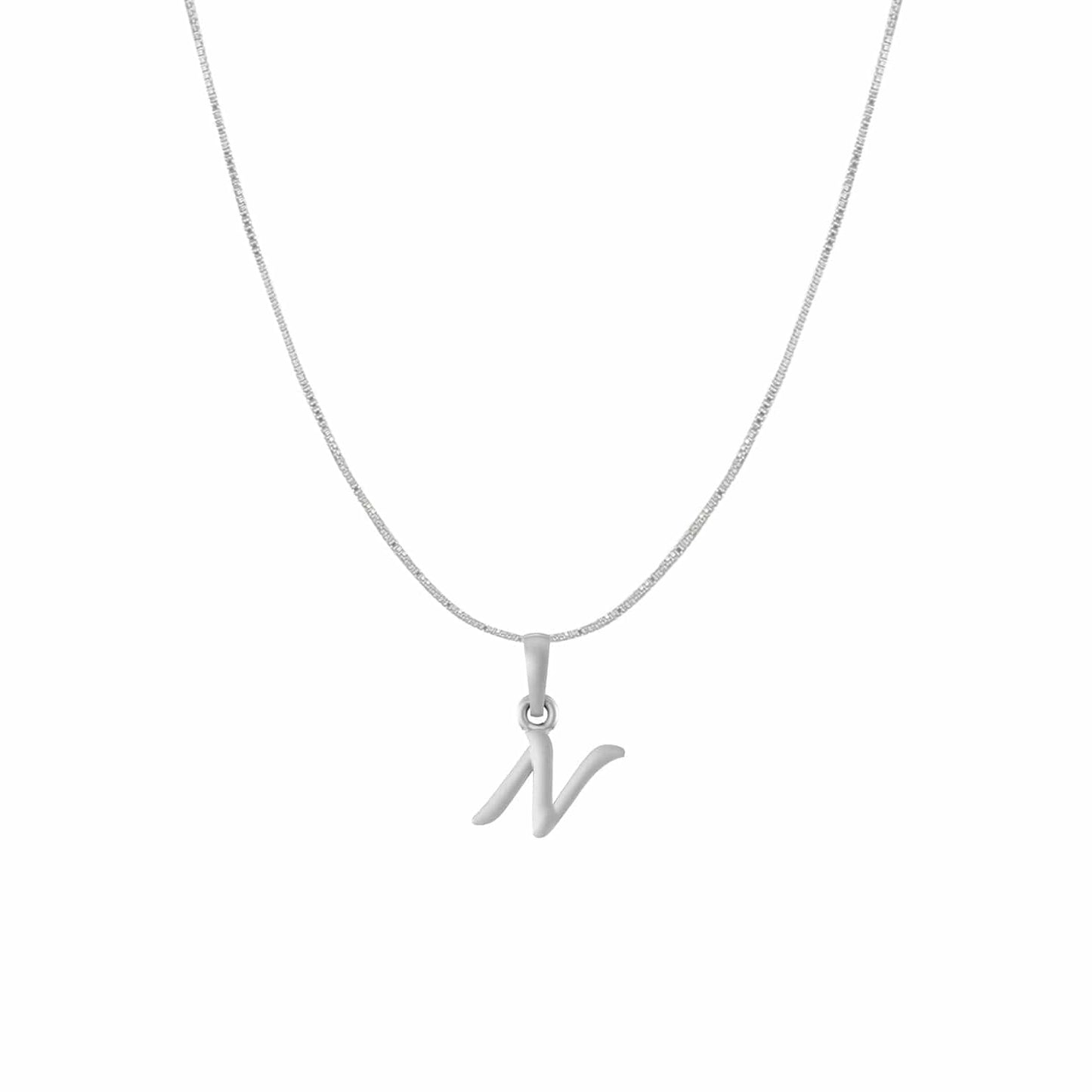 Akshat Sapphire Sterling Silver (92.5% purity) precious Name alphabet chain pendant (Pendnat with Box chain) pure silver designer alphabet chain locket