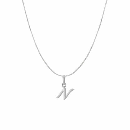 Akshat Sapphire Sterling Silver (92.5% purity) precious Name alphabet chain pendant (Pendnat with Box chain) pure silver designer alphabet chain locket