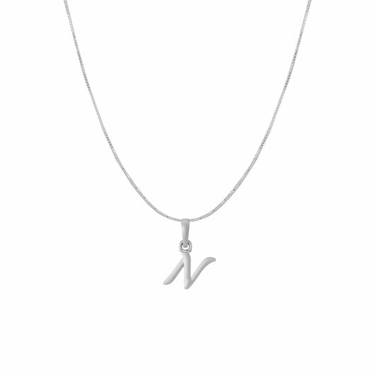 Akshat Sapphire Sterling Silver (92.5% purity) precious Name alphabet chain pendant (Pendnat with Box chain) pure silver designer alphabet chain locket