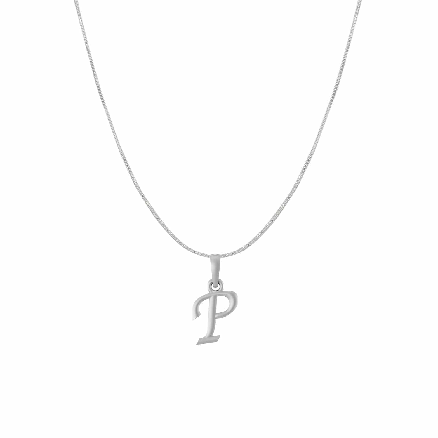 Akshat Sapphire Sterling Silver (92.5% purity) precious Name alphabet chain pendant (Pendnat with Box chain) pure silver designer alphabet chain locket