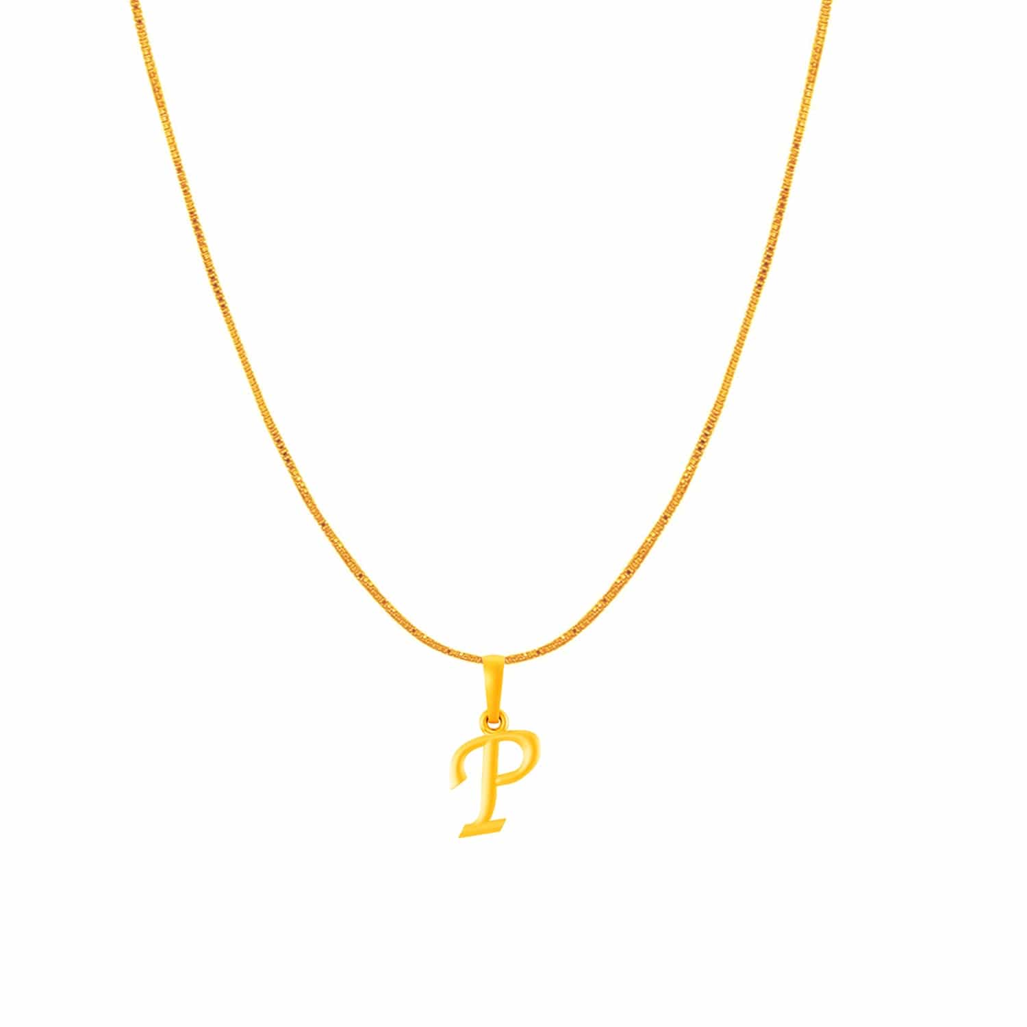 22KT Gold Plated Silver (92.5% purity) precious Name alphabet chain pendant (Pendnat with Box chain- 18 Inches) pure silver designer alphabet chain locket