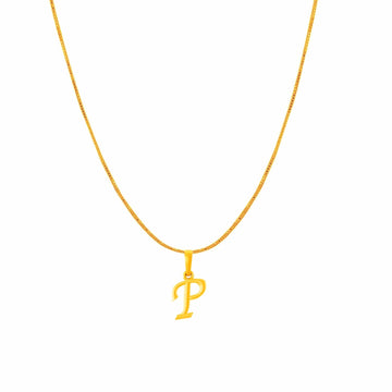 22KT Gold Plated Silver (92.5% purity) precious Name alphabet chain pendant (Pendnat with Box chain- 18 Inches) pure silver designer alphabet chain locket