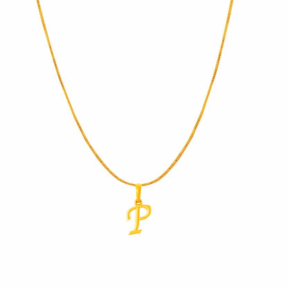 22KT Gold Plated Pure Silver (92.5% purity) precious Name alphabet chain pendant (Pendnat with Box chain- 18 Inches) designer alphabet chain locket