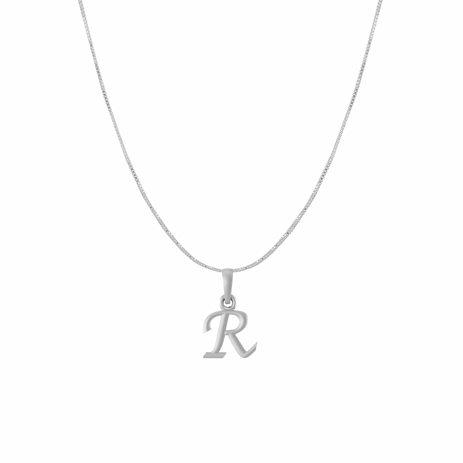 Akshat Sapphire Sterling Silver (92.5% purity) precious Name alphabet chain pendant (Pendnat with Box chain) pure silver designer alphabet chain locket