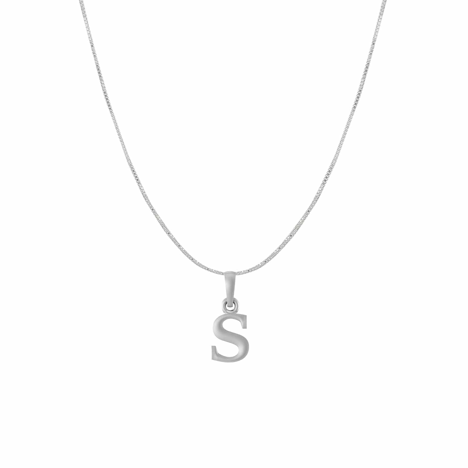 Akshat Sapphire Sterling Silver (92.5% purity) precious Name alphabet chain pendant (Pendnat with Box chain) pure silver designer alphabet chain locket