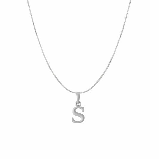 Akshat Sapphire Sterling Silver (92.5% purity) precious Name alphabet chain pendant (Pendnat with Box chain) pure silver designer alphabet chain locket