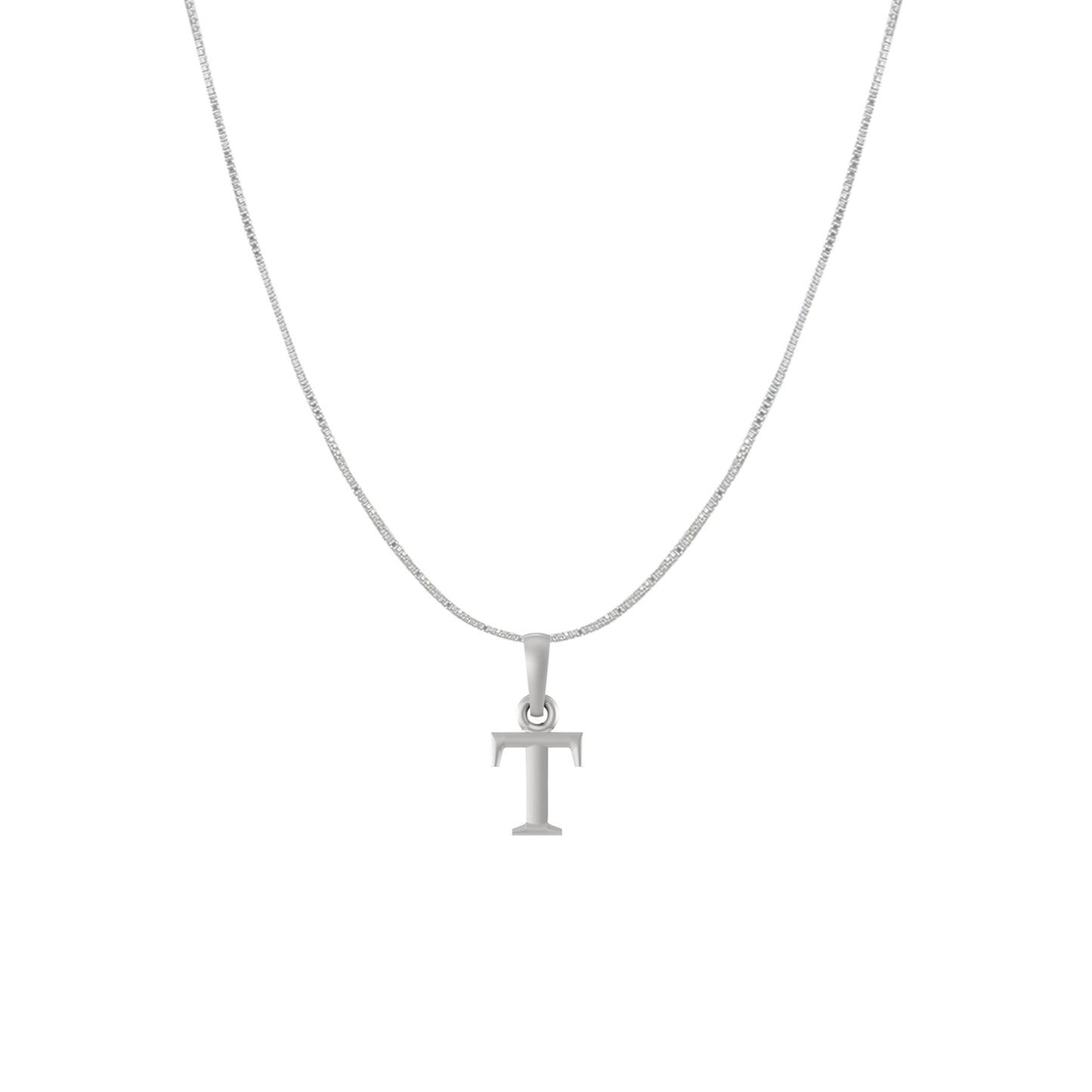 Akshat Sapphire Sterling Silver (92.5% purity) precious Name alphabet chain pendant (Pendnat with Box chain) pure silver designer alphabet chain locket