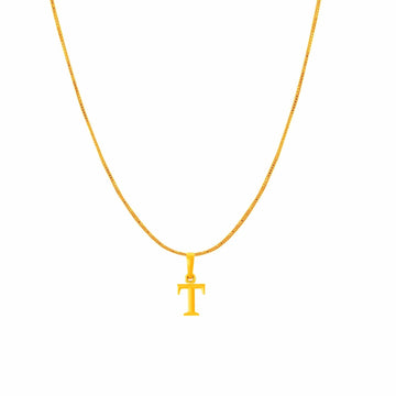 22KT Gold Plated Silver (92.5% purity) precious Name alphabet chain pendant (Pendnat with Box chain- 18 Inches) pure silver designer alphabet chain locket