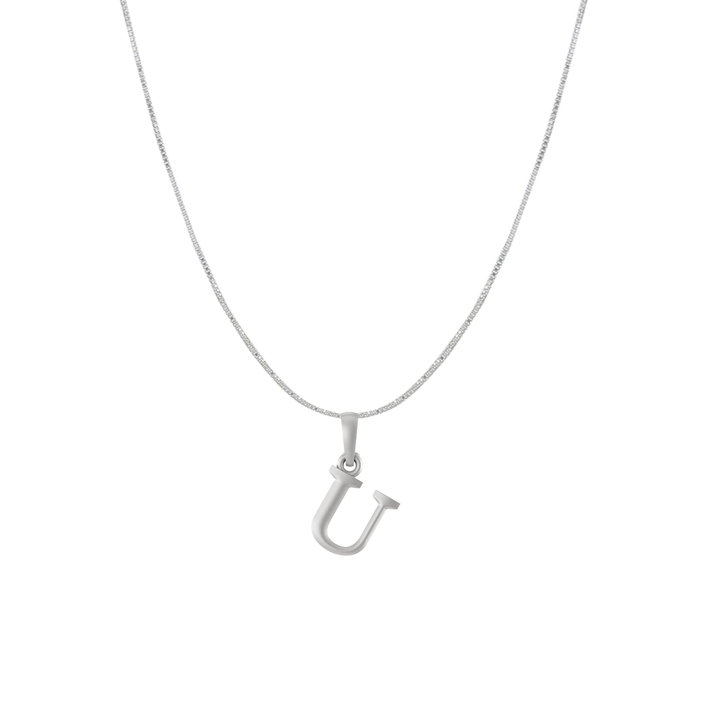 Akshat Sapphire Sterling Silver (92.5% purity) precious Name alphabet chain pendant (Pendnat with Box chain) pure silver designer alphabet chain locket